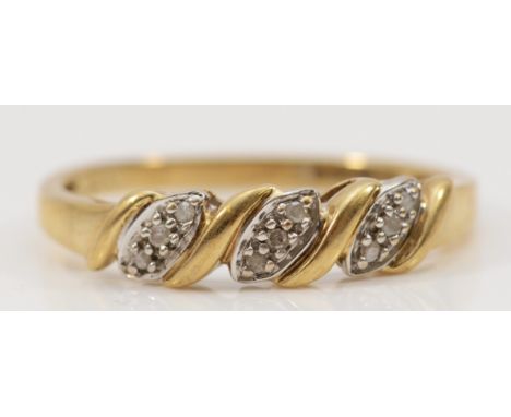 A 9ct gold diamond dress ring, R, 1.9g