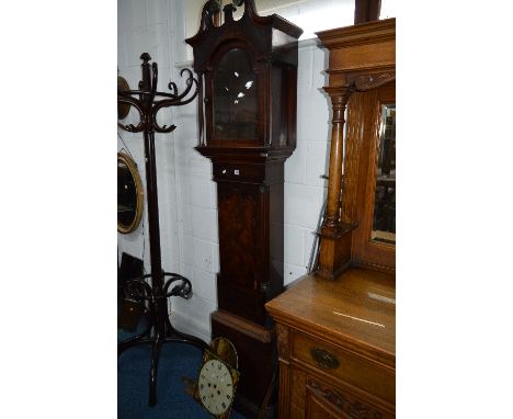 A GEORGIAN MAHOGANY AND ROSEWOOD CROSSBANDED LONGCASE CLOCK CASE, clock face included, no movement, approximate height 218cm 