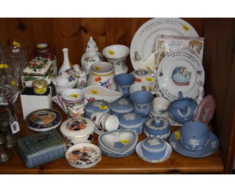 A QUANTITY OF CERAMICS, to include Wade, Wedgwood, Jasperwares and Peter Rabbit nursery wares, Poole, Masons, Noritake, etc