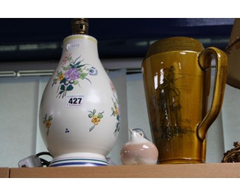 A POOLE POTTERY TABLE LAMP, impressed backstamp and 673A to base, approximate height 25cm (not including fitting), a Royal Do