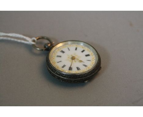 A SILVER LADIES FOB WATCH, and a brass combination snuff box