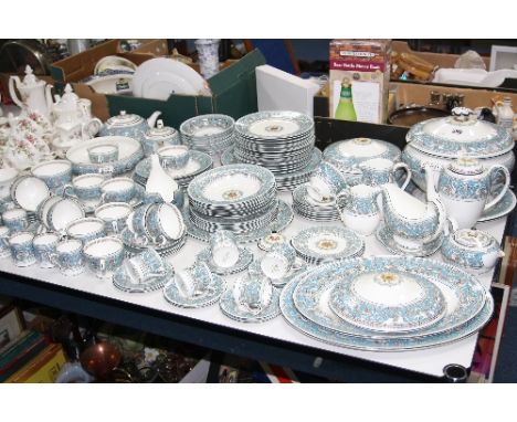 WEDGEWOOD 'FLORENTINE' DINNERWARES, W2714, to include green backstamp on soup tureen (broken/cracked to bottom), cover (hairl