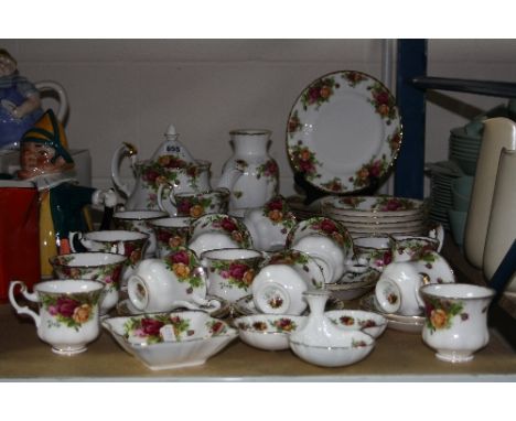 ROYAL ALBERT 'OLD COUNTRY ROSES' DINNERWARES AND TRINKETS, to include teapot, plates, bowls, teacups, coffee cups, vase, etc 