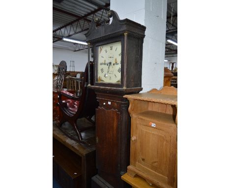 A GEORGIAN OAK LONGCASE CLOCK, eight day movement, subsidiary date aperture, seconds hand, Roman numerals, signed William Jon