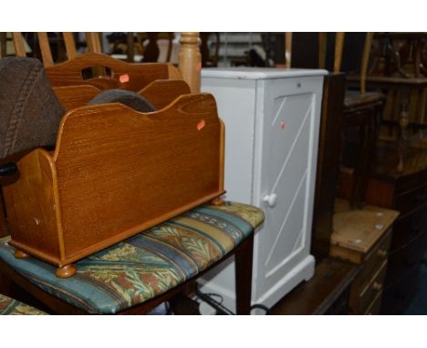 A PAINTED PINE POT CUPBOARD, stamped GNR, a mahogany nest of three tables, Jones sewing machine (no case), a small oak open b