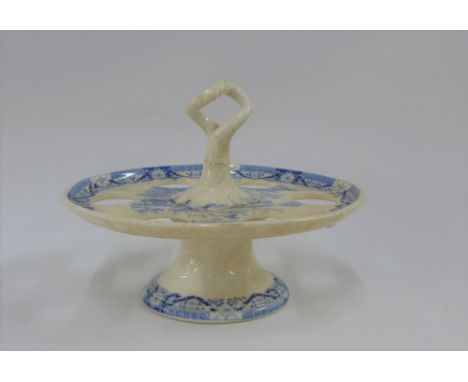 A Grainger Worcester blue and white egg stand, printed backstamp, 20cm wide 
