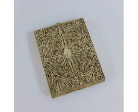 Silver filigree card case, 9 x 6.5cm 