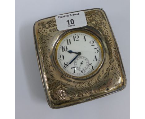 Silver watch case / frame, Birmingham 1945 containing a Goliath pocket watch (2) 