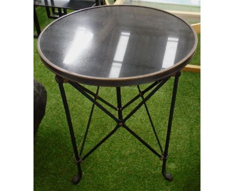 LAMP TABLE, circular black granite top, 51cm x 68cm H.