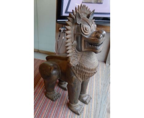 TEMPLE GUARDIAN, Asian bronze of imposing proportions, 121cm H. 