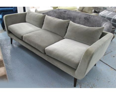 SOFA, from Designers Guild model " Hayward" in grey velvet, 86cm x 73cm H x 236cm L. (with faults) 