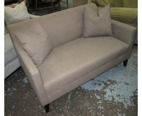 SMALL SOFA, in taupe fabric, on square supports, 130cm L.