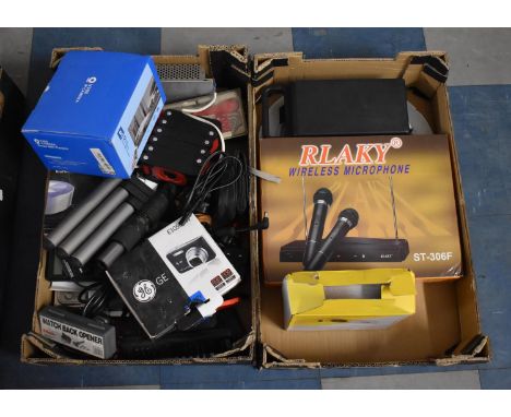 A Collection of Various Electronics to include Wireless Microphone Set, LED Projector, TV Remotes, Mobile Phones Etc 