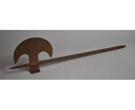 An Ornamental Metal Replica of a Medieval Battle Axe with Engraved Blade, 86cms Long 