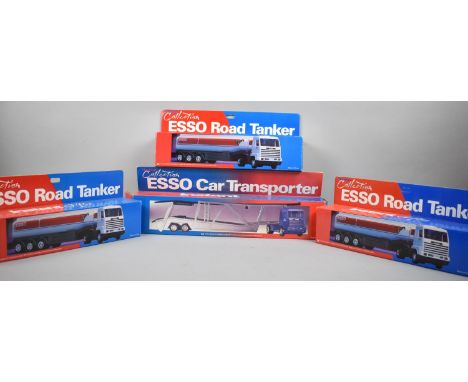 A Collection of Esso Diecast Lorries to include Three Tankers and Car Transporter 