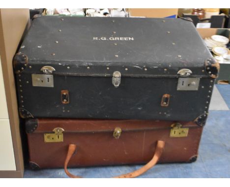 Two Vintage Suitcases, 84cms Wide 