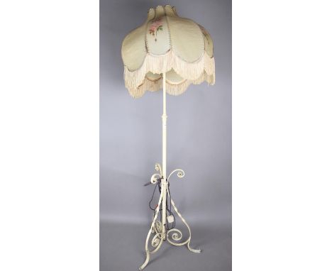 A Mid 20th century Wrought Iron Standard Lamp, Shade AF 