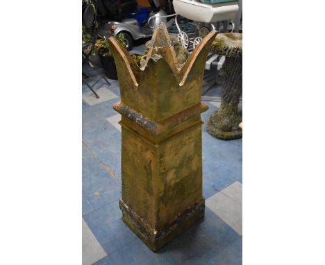 Two Vintage Terracotta Chimney Pots, One Castellated and Both with Condition Issues, 100cms High 