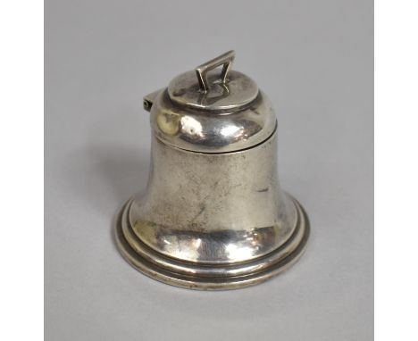 A Novelty Silver Inkwell in the Form of a Church Bell, 6cms High 