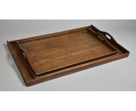 Two Vintage Mahogany Trays, The Largest 63x40cms 