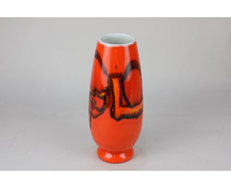 A Poole Pottery Delphis ware baluster vase in shades of orange, 22cm