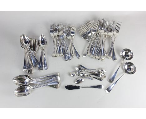 A Victorian silver seventy-two piece canteen of Old English pattern cutlery, including eighteen dinner forks, eighteen desser