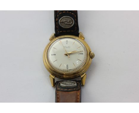 A Russian rolled gold Poljot wristwatch, automatic with sweep seconds and angled lugs