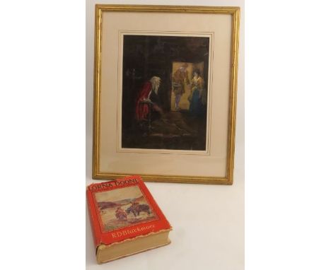Lionel Edwards, watercolour, illustration for Lorna Doone, monogrammed, inscribed to label, 13ins x 9.5ins, together with R D