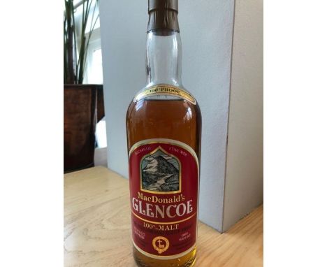 A bottle of MacDonald's Glencoe 8 years old 100% malt Scotch whisky