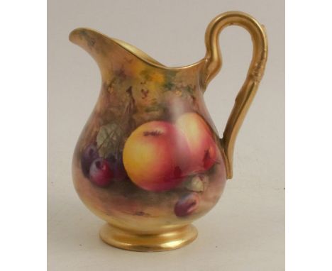 A Royal Worcester jug, painted all around with fruit to a mossy background by Price, height 4ins&nbsp; -Some crazing but othe