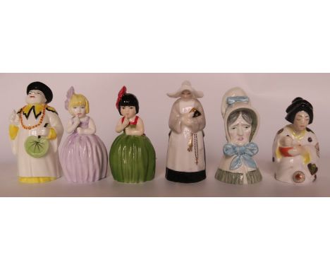 Six modern Royal Worcester candle snuffers, to include two Hush, Old Woman, Japanese Girl, Mandarin and Nun - all ok