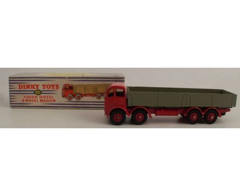 A Dinky Foden diesel 8-wheel red cab wagon, number 901, with box