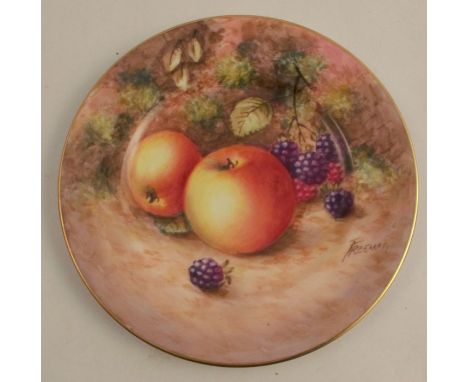 A Royal Worcester side plate, decorated hand painted fruit by Freeman, diameter 6ins - Good condition