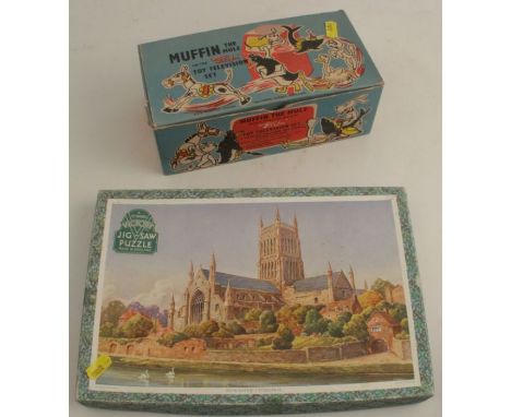 A Muffin the Mule toy television, and a Victory jigsaw of Worcester Cathedral