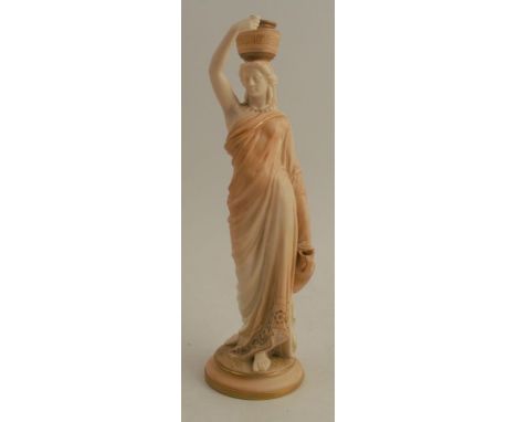 A Royal Worcester blushed ivory figure, of a female water carrier, circa. 1895, height 9.5ins - Good condition