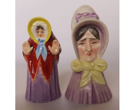 Two Royal Worcester candle snuffers, Granny Snow and The Old Woman - The Old Woman is restored, Granny Snow ok