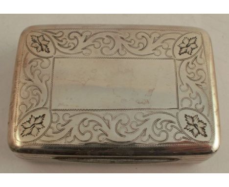 A George III silver snuff box, with&nbsp;engine-machined floral border, having a gilt wash interior, Birmingham 1808, maker J