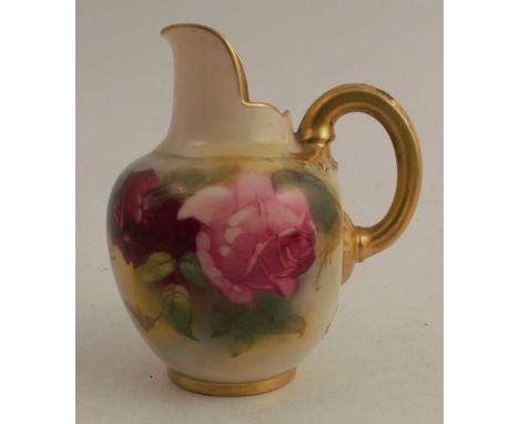 A Royal Worcester flat back jug, decorated with roses, shape number 1094, height 4ins - Good condition