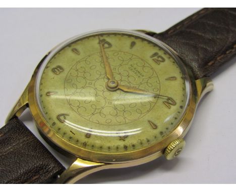 MIRAMAR: a mid 20th Century stainless steel and gold plated cased gent's manual wind wristwatch, case diameter 38mm, with spa