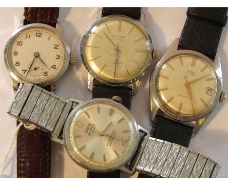 Four mid 20th Century steel cased manual wind wristwatches inclduing Oris, Mira, Majorex etc (4)