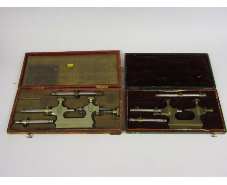 Two cased antique Jacot tools for pivot filing and polishing, including DLPP Swiss