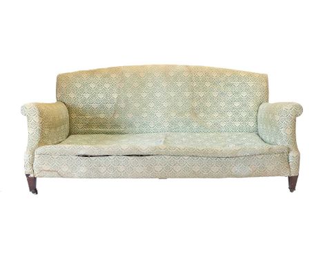 Howard &amp; Sons: An Early 20th Century York Style Two-Seater Sofa, covered in original Howard &amp; Son ticking, with later