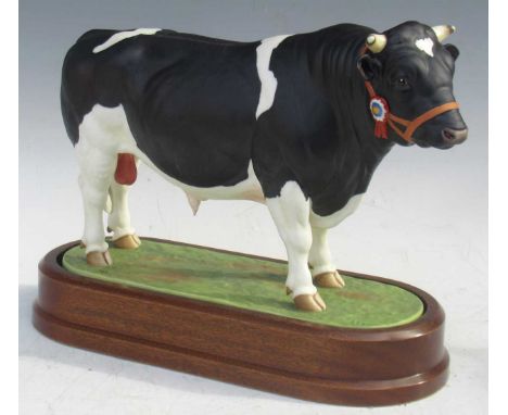A Royal Worcester model of Friesian Bull, designed by Doris Lindner