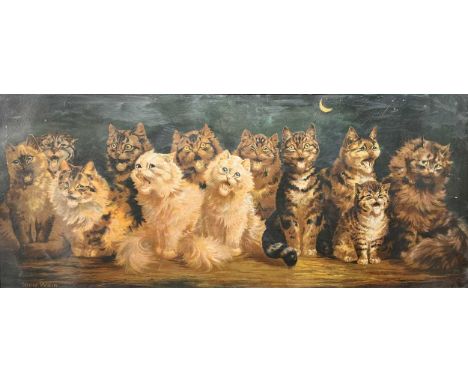 After Louis Wain (British, 1860-1939) Meowing Catscoloured print41cm x 98cm
