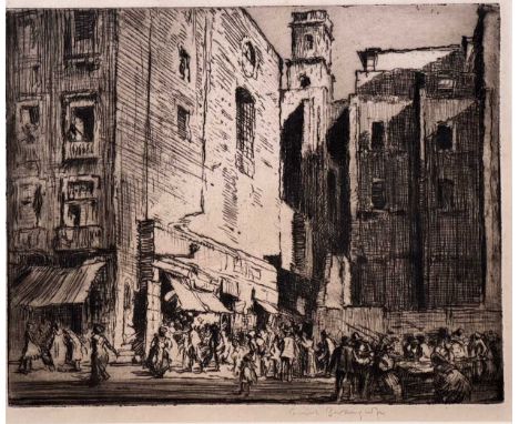 Sir Frank Brangwyn RA (British, 1867-1956) Backstreet of Naplessigned in pencil lower rightetching21.5cm x 26cm