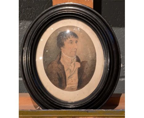 Provincial School (Late 18th / Early 19th Century School Portrait miniature of a gentleman in side profile wearing a brown co