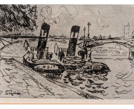 Paul Signac (French, 1863-1935) Paris: Le Pont des Arts with Tugboats (Paris: Le Pont des Arts avec Remorqueuers) - 1927unsig