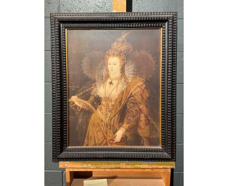 After Marcus Gheeraerts the Younger The Rainbow Portrait of Queen Elizabeth I - 1602Reproduction printHoused in an ebonised f