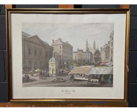 A Group Of Cambridge Related Prints To include a signed in pencil reproduction print of Downing College by John Sibson 38cm x