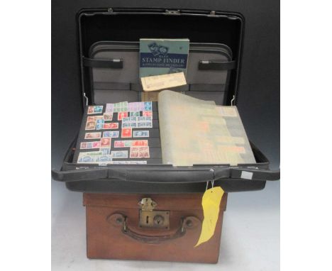 Stamp Collection as one collective lot: a case containing stock books, bags, boxes, envelopes - GB and worldwide; a plastic b